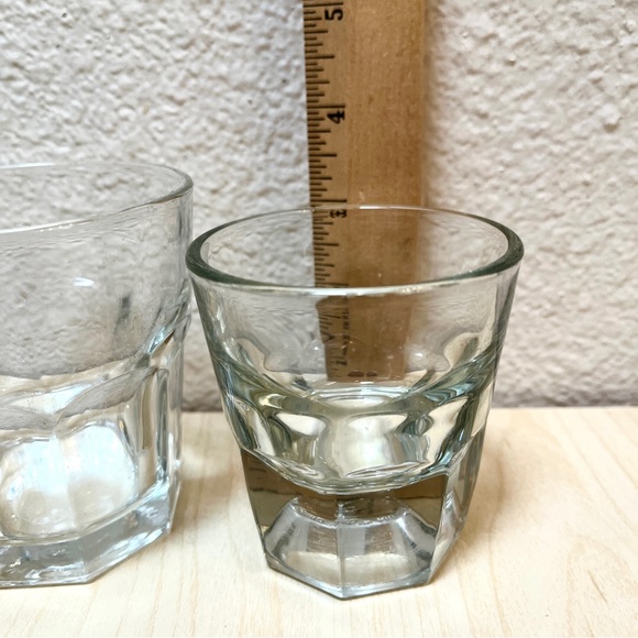 3 clear glasses- heavy bottom. Great for liquor & booze: scotch-whiskey-baileys. - Picture 3 of 12